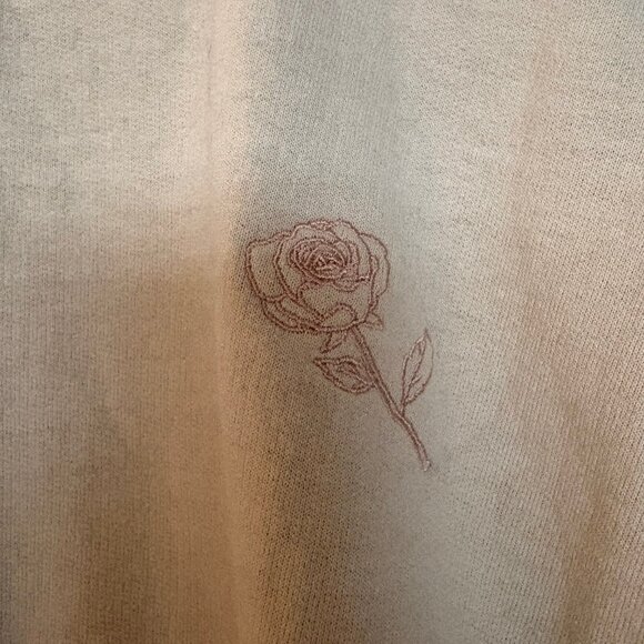 Taupe/Cream Crewneck Sweatshirt with Embroidered Rose Detail - Picture 2 of 4